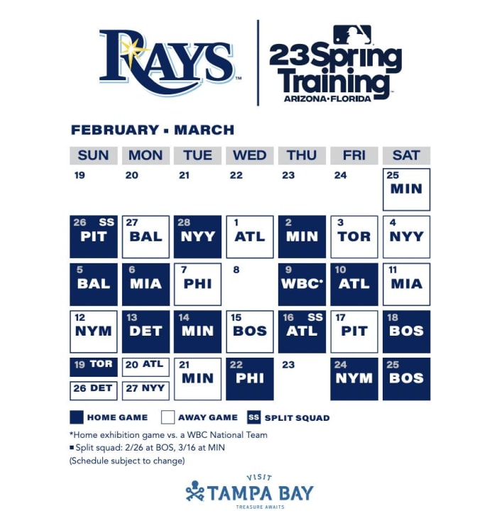 Tampa Bay Rays 2023 Spring Training Schedule